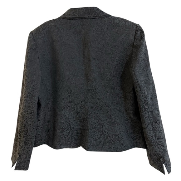 Style & Co Paisley Pattern Cropped Blazer Jacket Black Size 14 - Picture 5 of 16